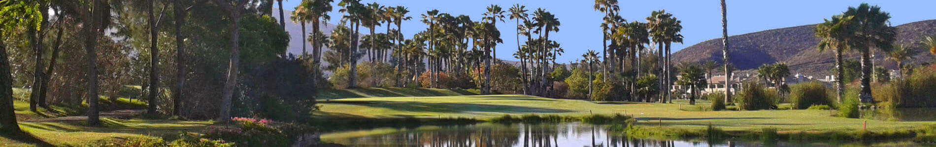 Tenerife golf course with water and golf green in the background