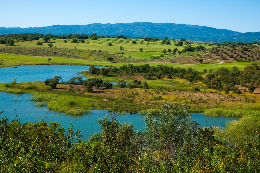 Lake to the left of the course at Alamos Golf Course in the Algarve, Portugal