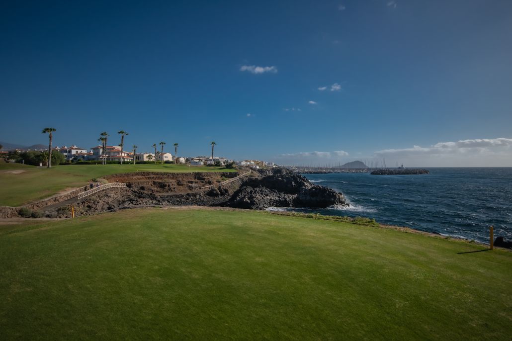 Blue sky over the golf course at Amarilla Golf in Tenerife, Spain