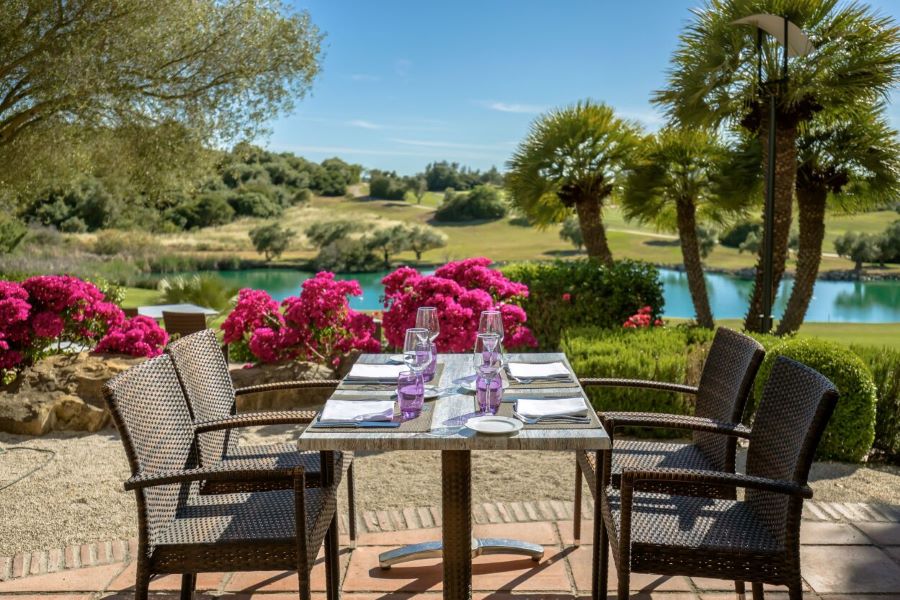 Dining table overlooking the golf course at Barcelo Montecastillo Golf Resort