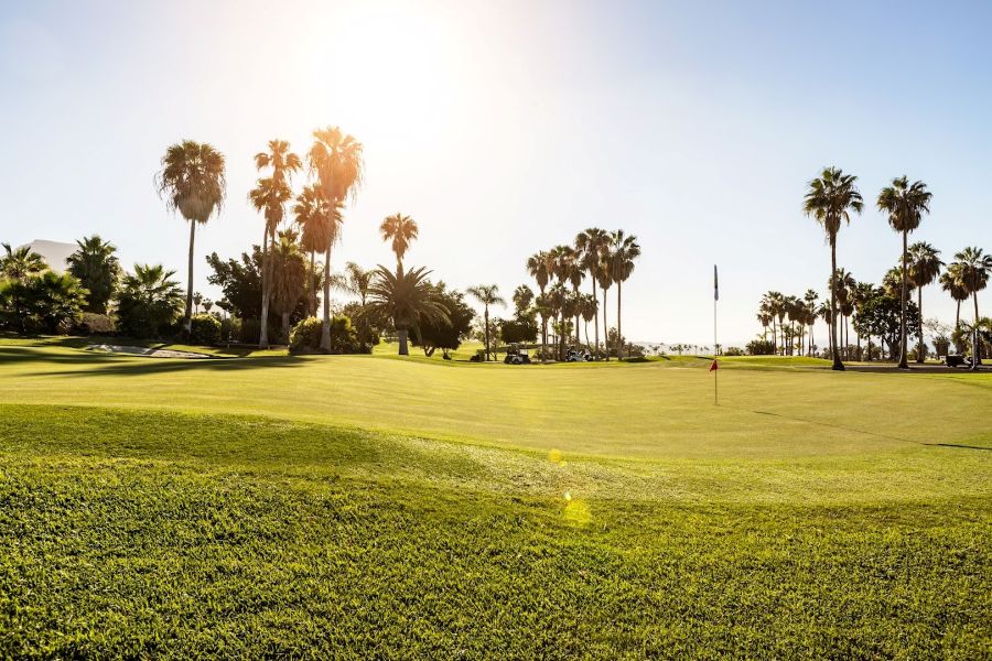 Sun setting over the putting green at Costa Adeje in Tenerife