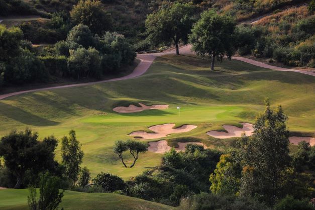 Bunkers protecting the green on Europa course at La Cala Golf Resort