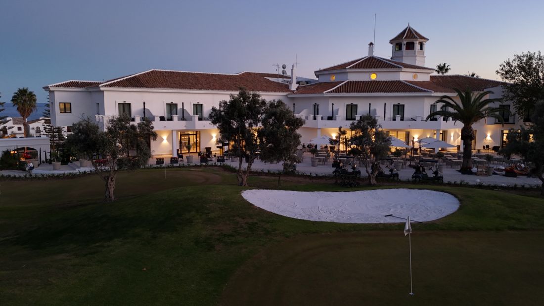 Bunker in front of the clubhouse at La Duquesa Golf Club in Spain