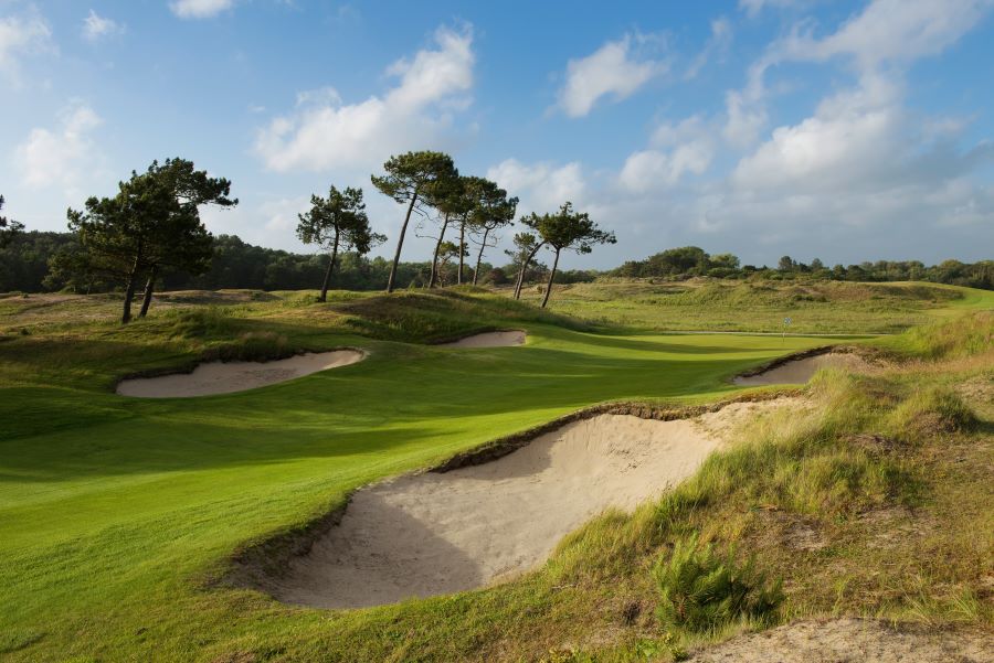 Large sand bunker at La Mer golf course in Le Touquet