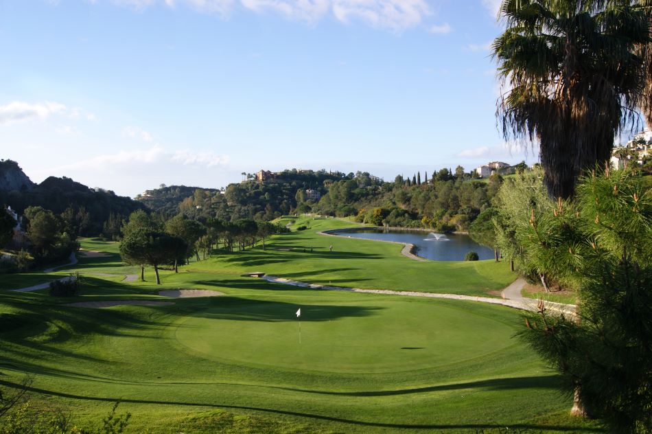 Los Arqueros Golf & Country Club with the putting green in the distance