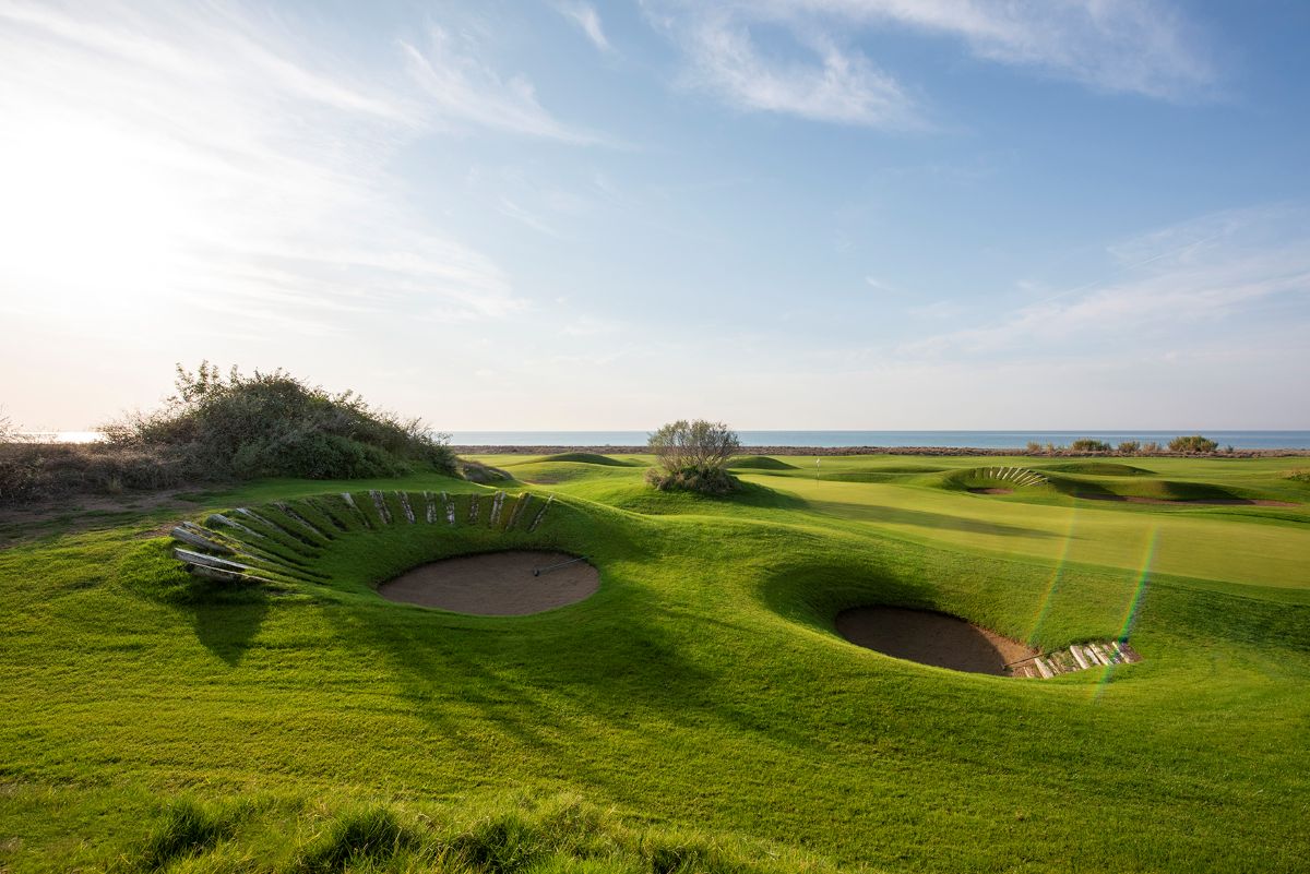 Two bunkers on the golf course at Lykia Links