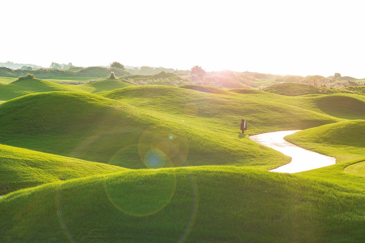 Buggy path weaving between the hills at Lykia Links Golf Club