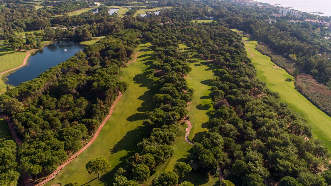 Multiple tree lined fairways at National Golf Club in Belek, Turkey