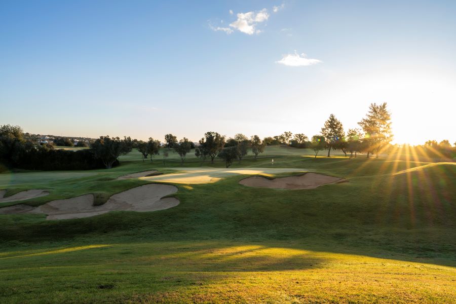 Raised green with protection from bunkers at Pestana Vale da Pinta in the Algarve, Portugal