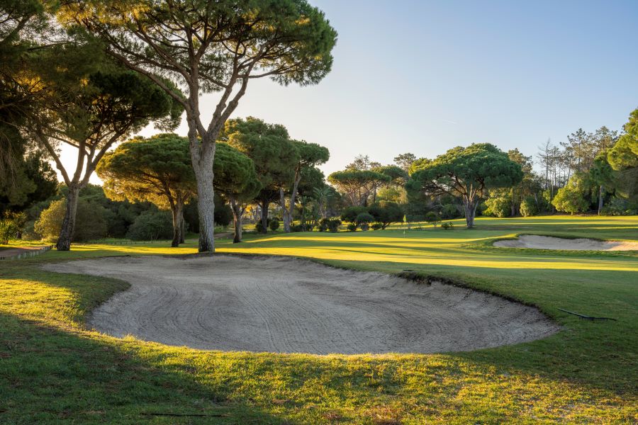 Large bunker in front of green at Pestana Vila Sol golf course in the Algarve