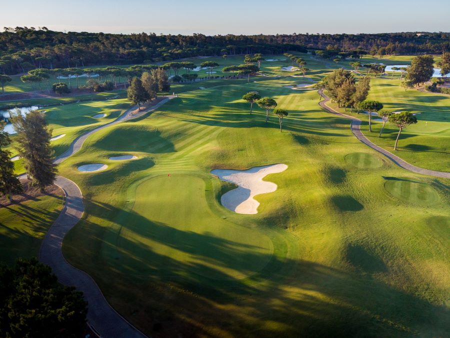 Fairway and green at Laranjal golf course at Quinta Do Lago, Algarve, Portugal