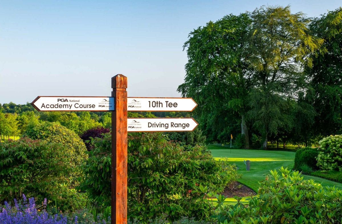 Sign posts to the next tee at Slieve Russell Golf & Country Club