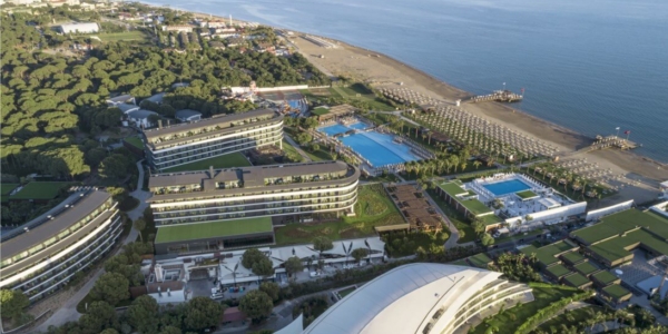 External view of Voyage Belek Golf And Spa Hotel facing the beach and sea