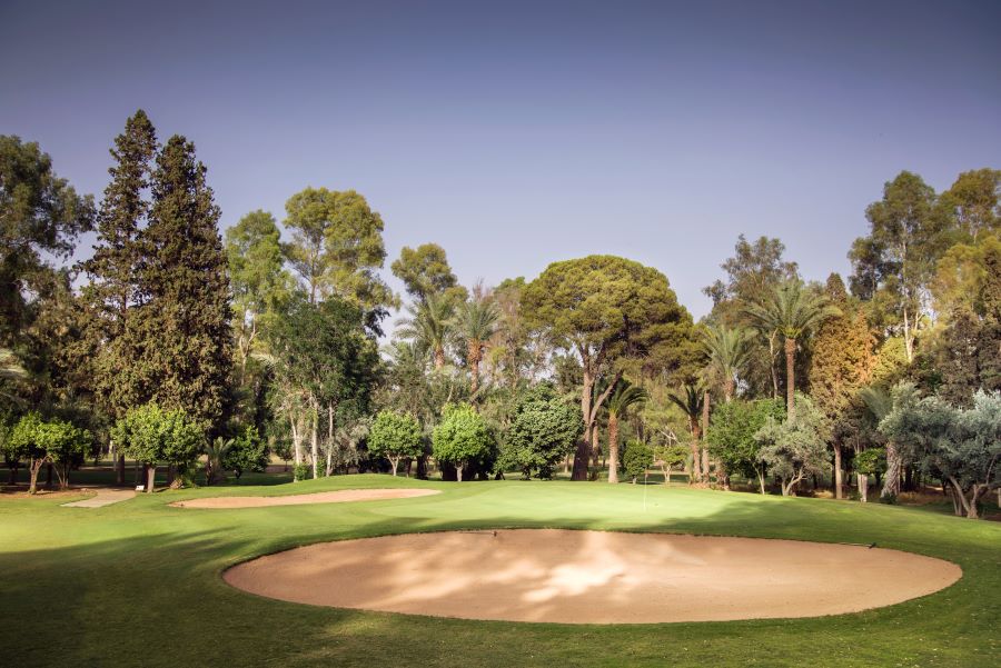 Large bunker protecting the green in Morocco at Royal Golf Marrakech
