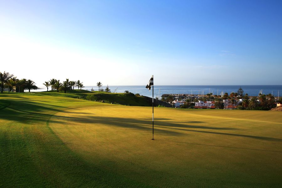 Flag on the green at Lopesan Melonares Golf Course in Spain's Gran Canaria