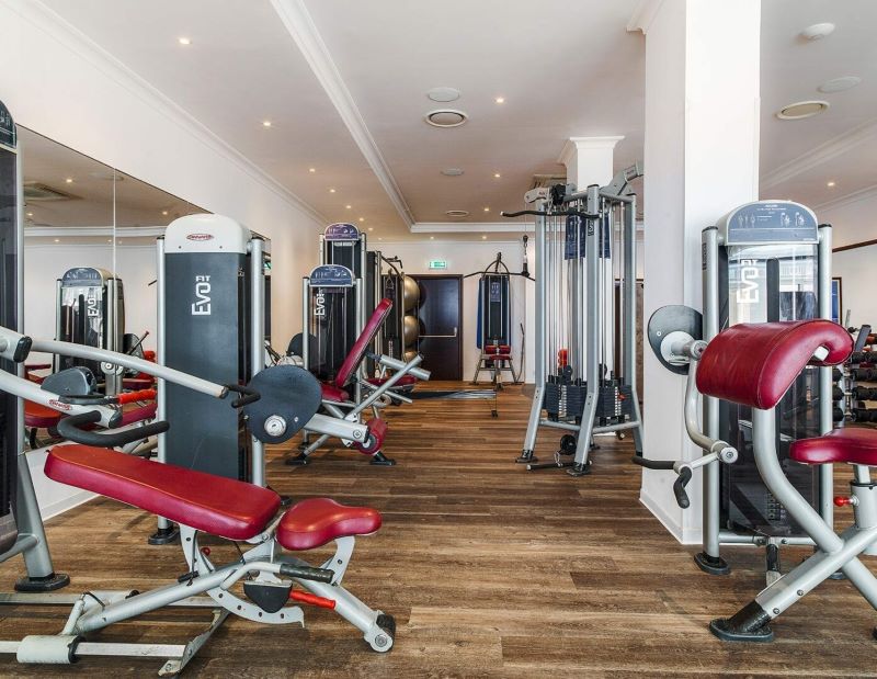 Gym with weights machines at Alexander The Great Beach Hotel