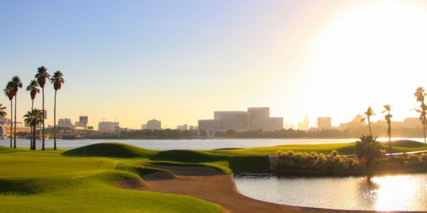 Dubai Creek Golf Club with sand protecting the green