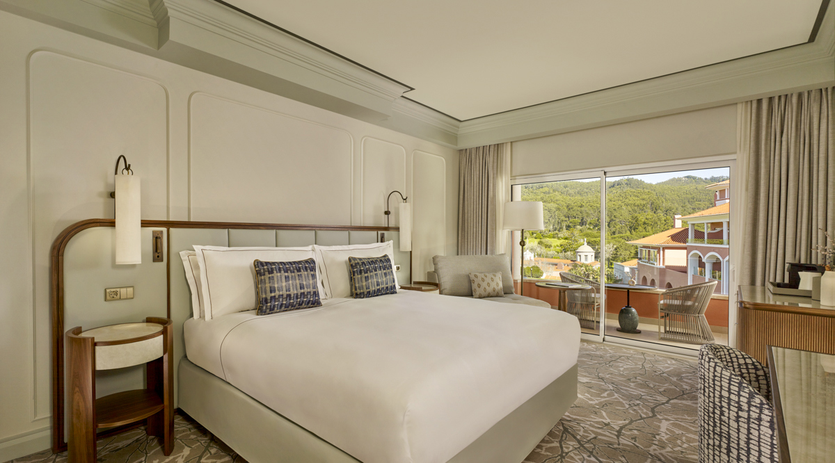 Bedroom with balcony at Penha Longa Resort in Portugal