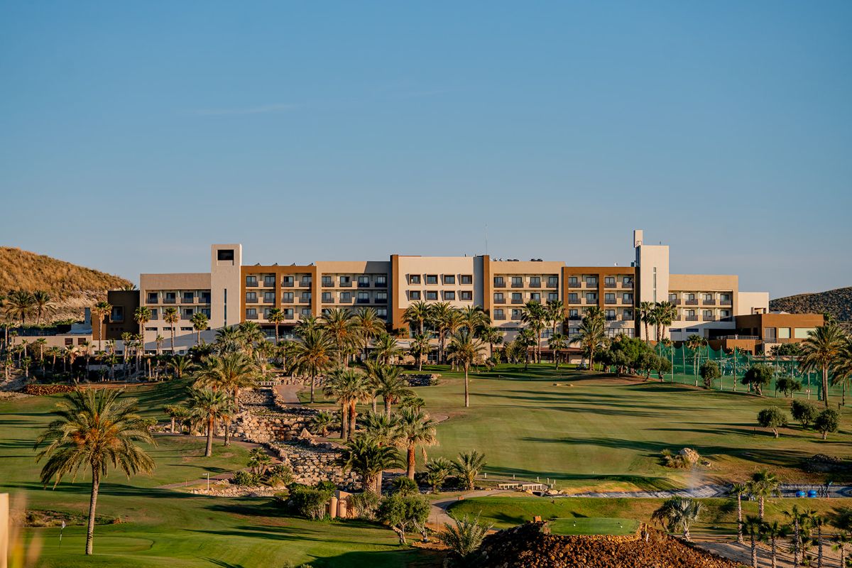 Exterior of Valle Del Este Golf Resort from the golf course