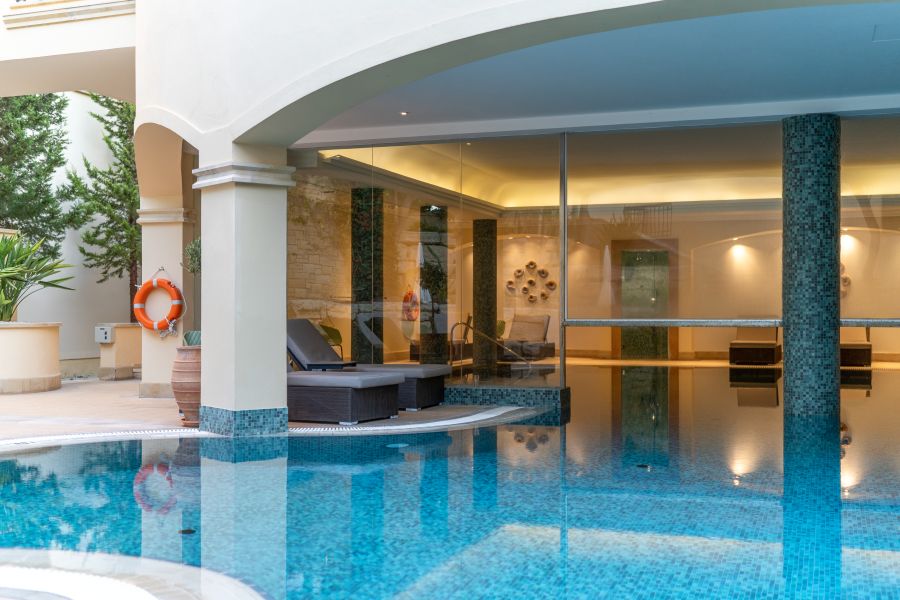 Indoor swimming pool in the Spa at Aphrodite Hills