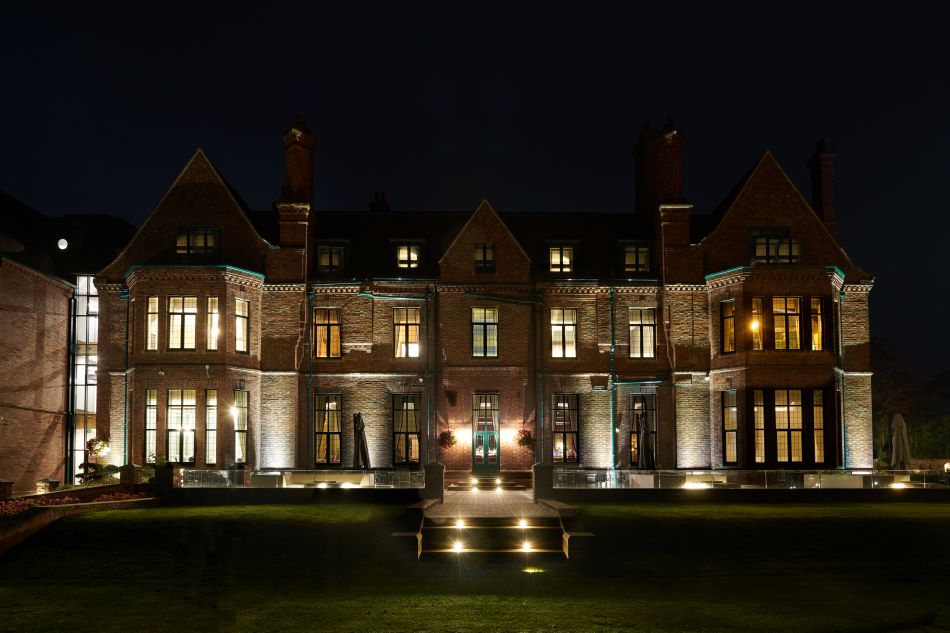 Aldwark Manor Golf And Spa Hotel at night in darkness