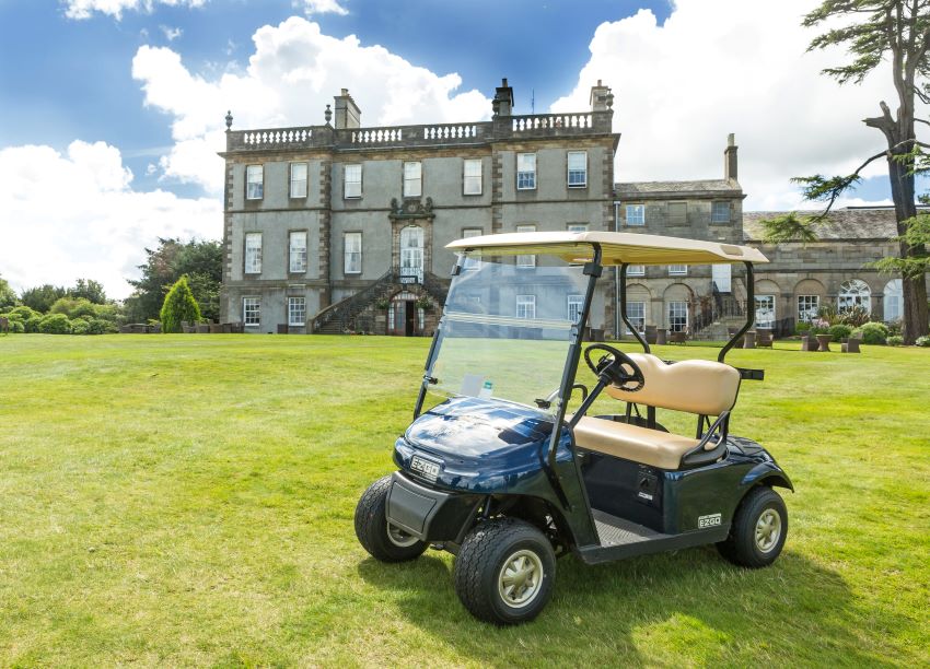 Golf buggy on lawn at Dalmahoy Hotel And Country Club