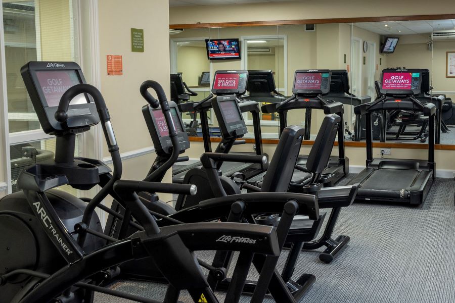 Gym with running machines and cross trainers at Dunston Hall Golf And Spa