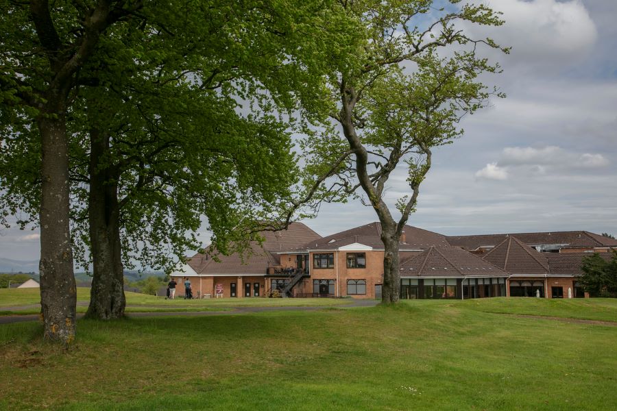 View of the hotel from the course at Glasgow Westerwood Hotel, Spa & Golf Resort