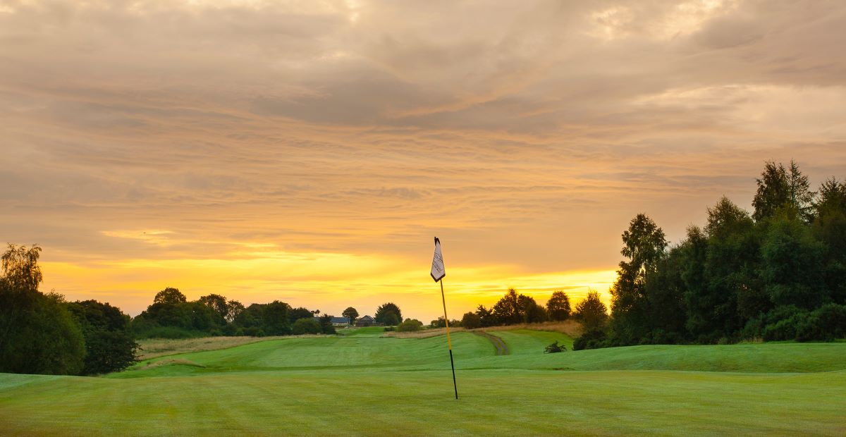 Sunset over the golf course at Glasgow Westerwood Hotel, Spa & Golf Resort