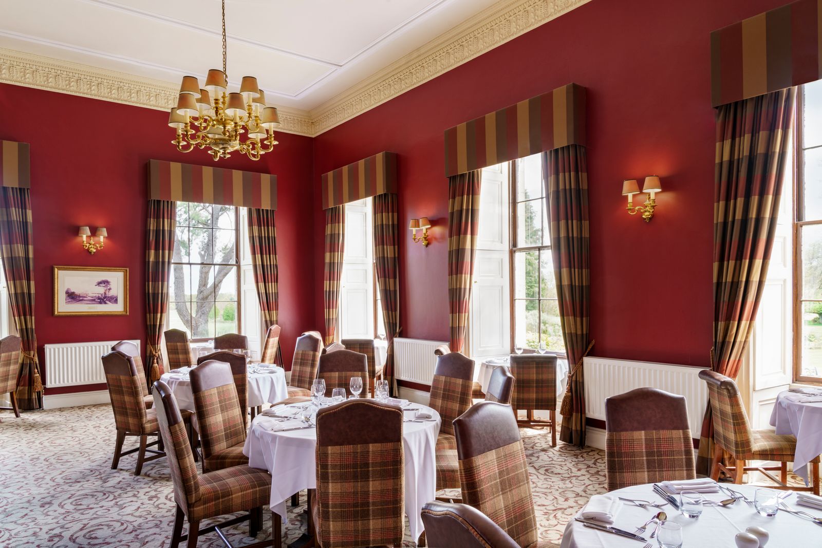 Macdonald Linden Hall dining room with red balls
