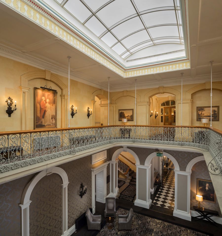 Lobby and atrium with grand furnishings at Oulton Hall Golf Hotel And Spa