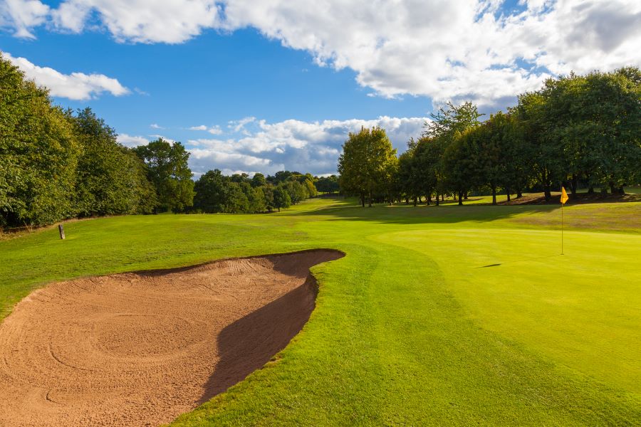 Bunker to the left of the fairway at Oulton Hall Golf Hotel And Spa