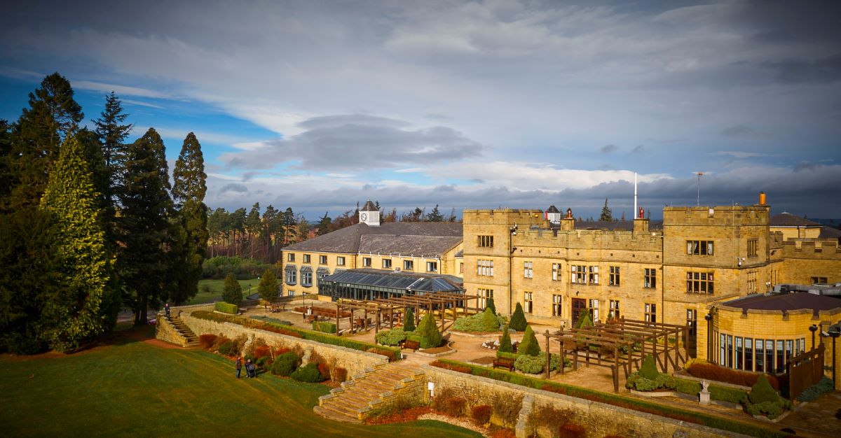 Rear of Slaley Hall Hotel, Spa And Golf Resort with views across the gardens
