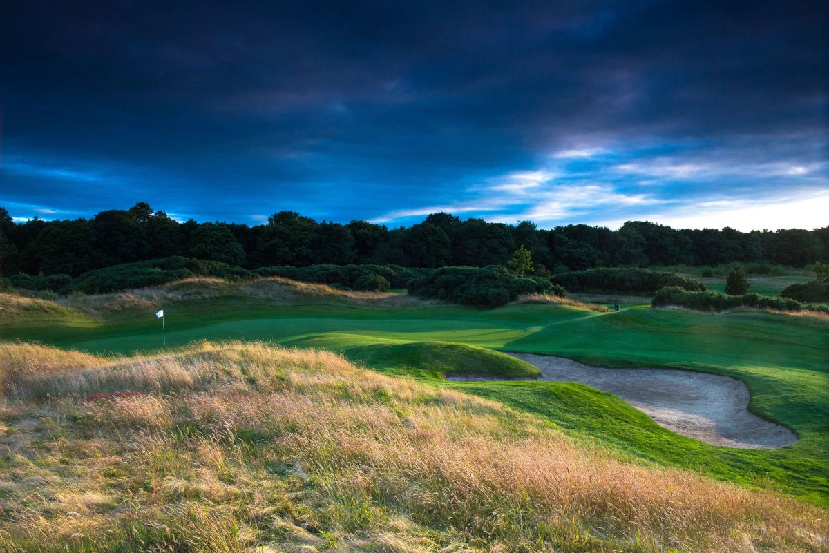 White flag to the left of the putting green at Castlemartyr Golf Club