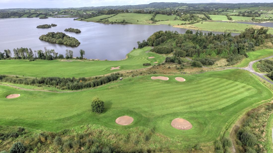 Fairway from the air at Concra Wood golf course