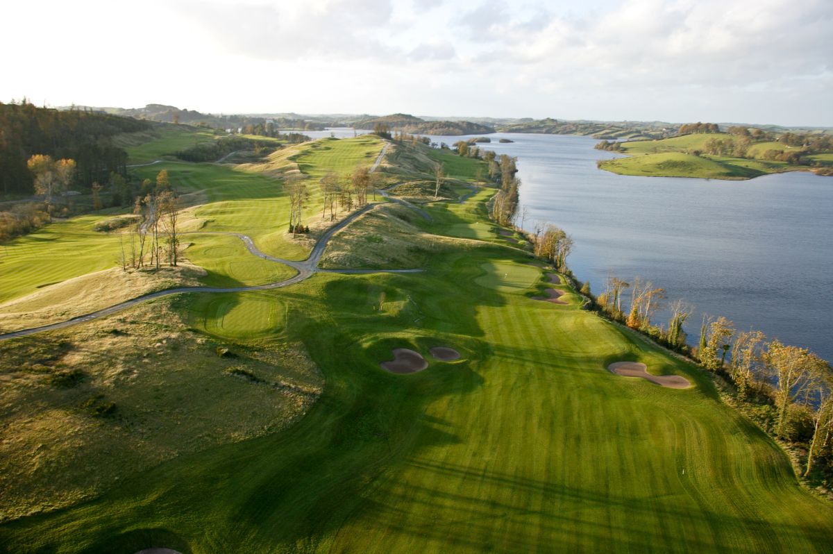 Lake to the right of Concra Wood golf club in Ireland