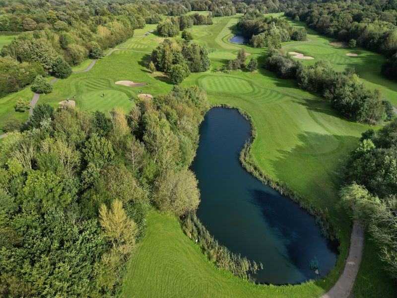 Lake in the centre of the golf course at Delta Hotels by Marriott Worsley Park Country Club