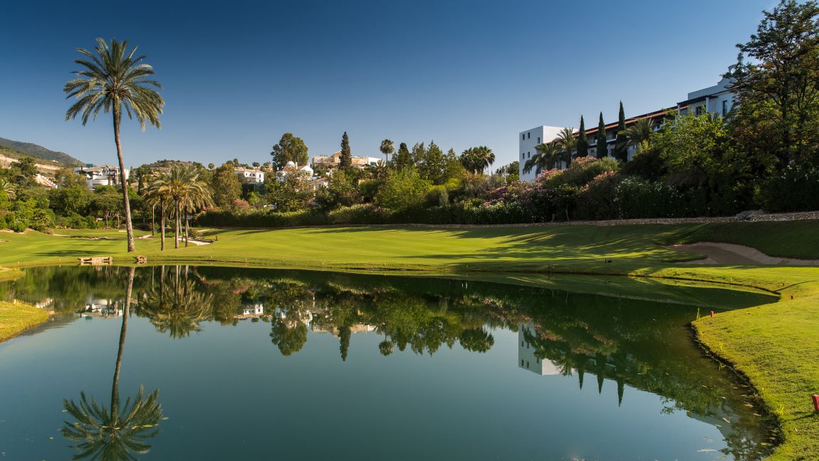 Large lake with golf course behind at The Westin La Quinta Golf Resort & Spa