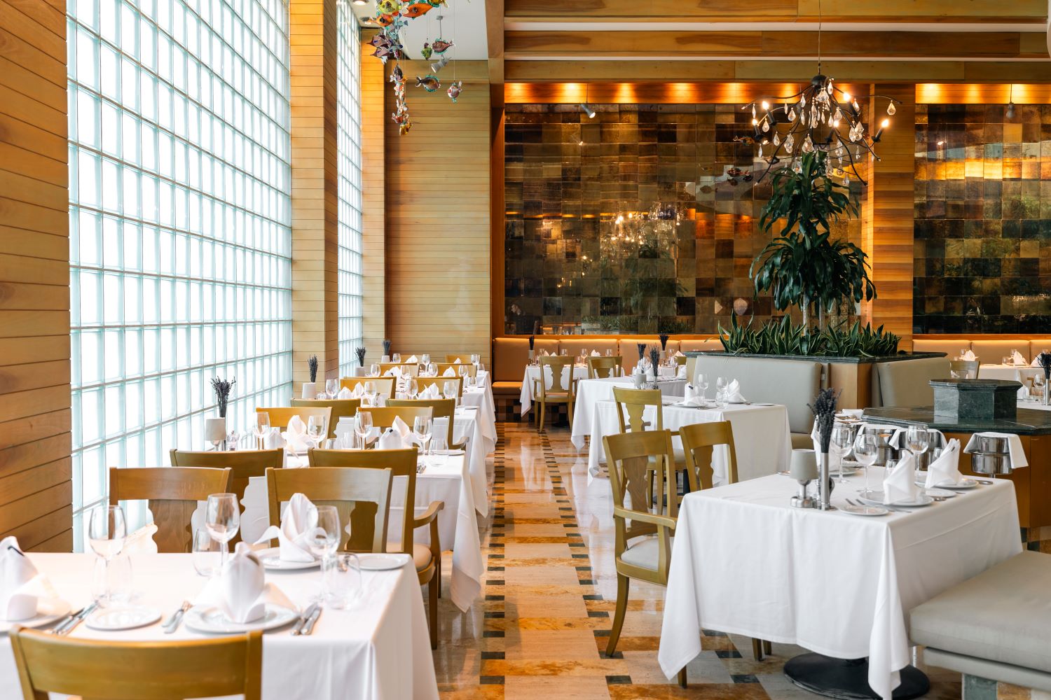 Restaurant at Gloria Golf Resort with tables set for guests