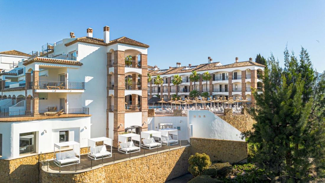 Bali beds overlooking golf course at La Cala Resort in Spain
