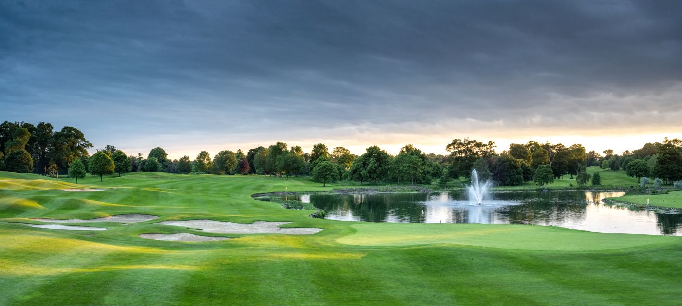 Dark sky over the golf course as sun sets at The K Club