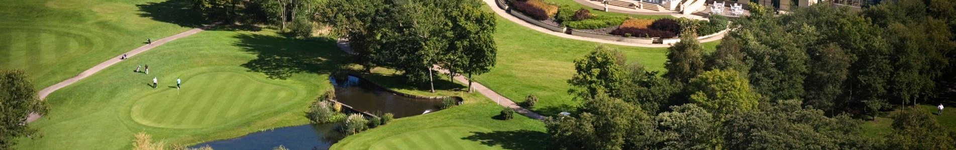 Ariel shot of a golf course in wales