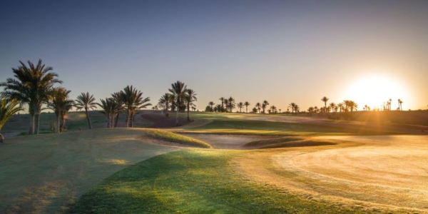 Sun rising at Assoufid Golf Club in Morocco