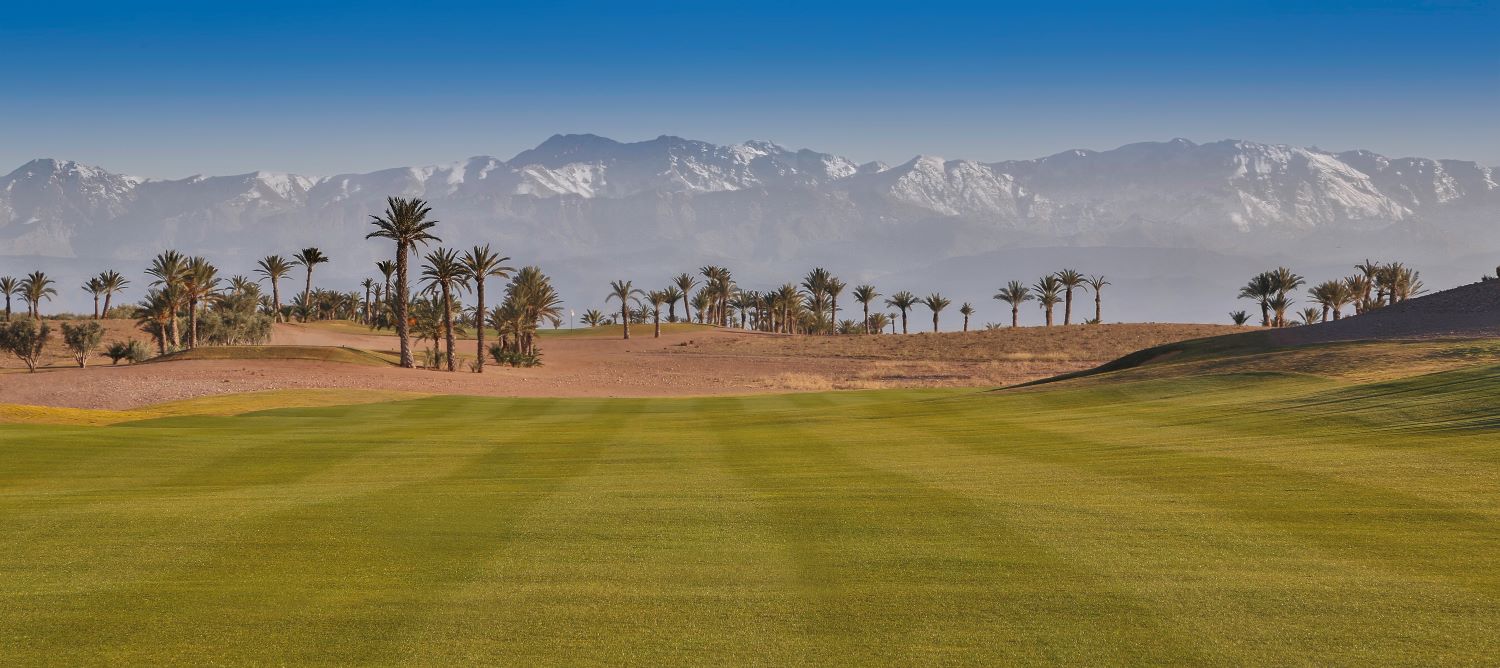 Atlas mountains in the background at Assoufid Golf Club