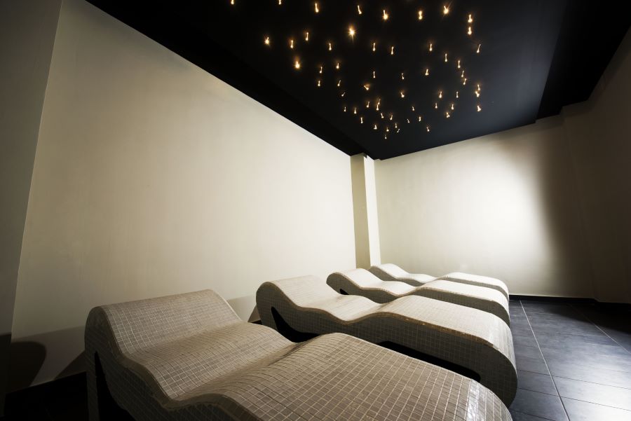 Spa facilities with loungers at Kn Columbus Aparthotel