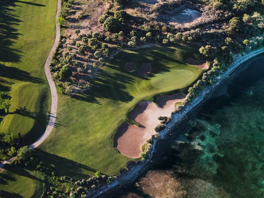 Drone shot of The Bay course at Costa Navarino