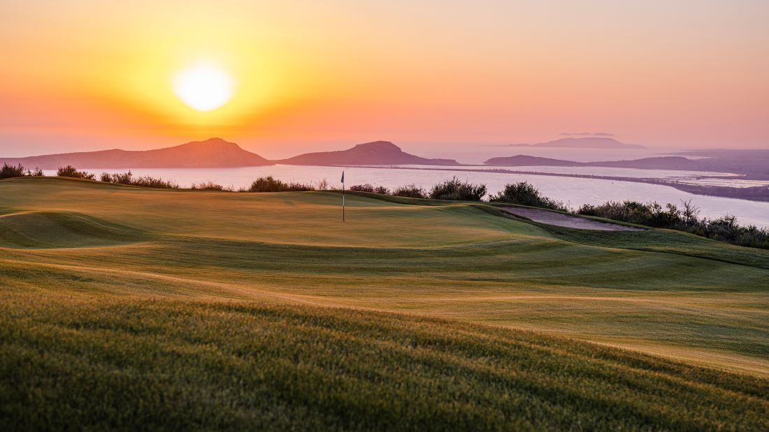 Sunsetting over the sea and International Olympic Academy Golf Course