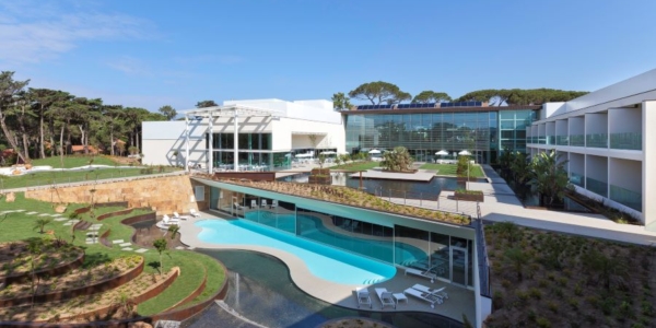 Onyria Marinha Edition Hotel & Thalasso outdoor swimming pool with garden and water features surrounding