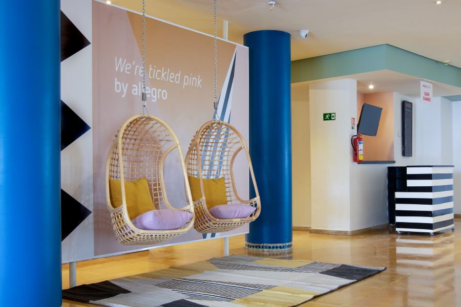 Lobby area at Agadir Allegro with hanging chairs