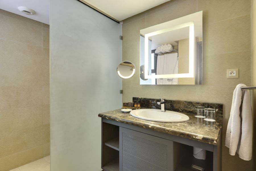 Shower in bathroom at Barcelo Palmeraie in Marrakech, Morocco